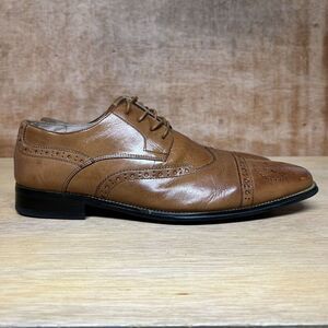 Giovanni Men Size 12 Shoes‎ Tan Brown Leather Lace-Up Wingtip Oxford Dress 6502